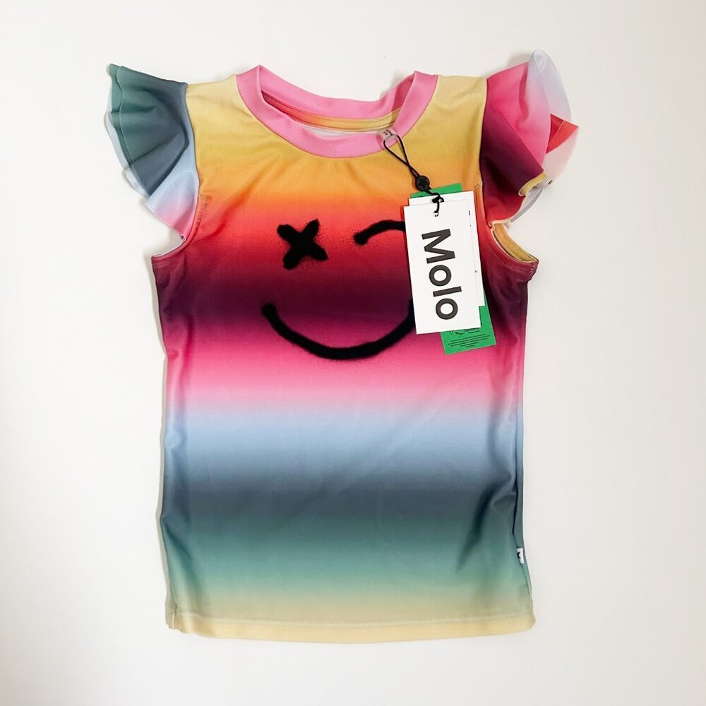 Molo Girls Size 7/8  Neona Rash Guard with Ruffle Sleeves